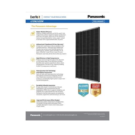 Order Online or Call Us 888-899-3509 Request a Quote Toll Free(888) 899-3509 Local (760) 597-0498 My Account About Us Contact Home Grid-Tie Solar Panels Standard. . Panasonic evervolt evpv400h price